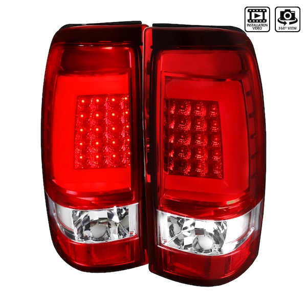 Spec-D Tuning 03-07 Chevrolet Silverado LED Bar Tail Lights- Red LT-SIV03RLED-G2-TM - main